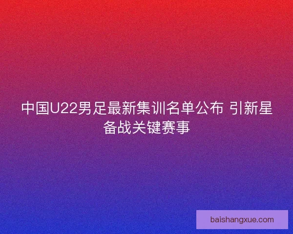 中国U22男足最新集训名单公布 引新星备战关键赛事