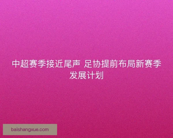 中超赛季接近尾声 足协提前布局新赛季发展计划